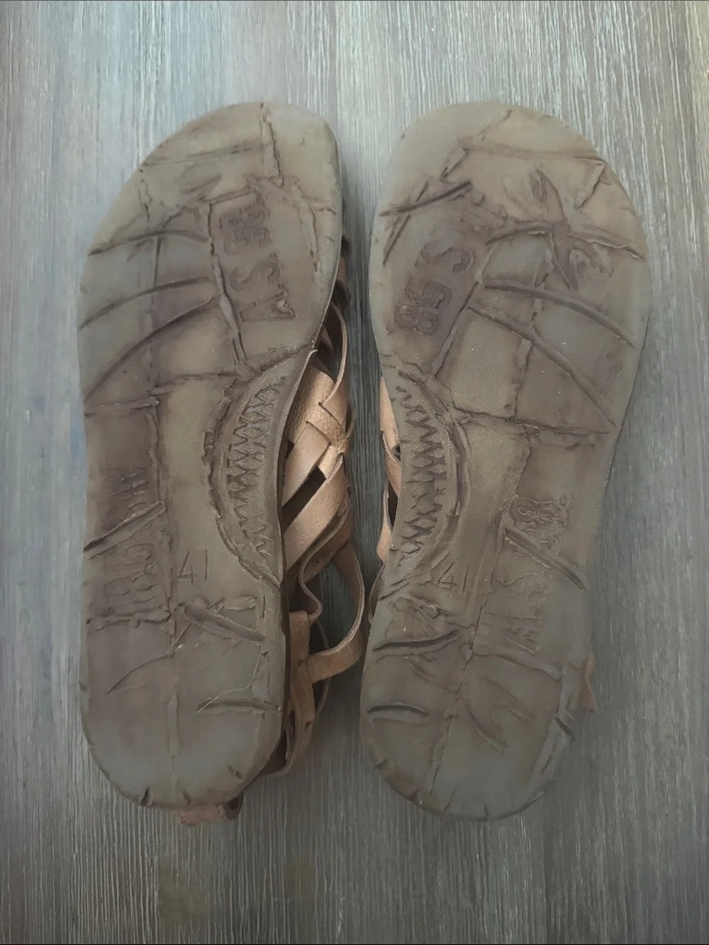 A.S. 98 Ralston Womens Tan Leather Hook & Loop Strap Sandals Shoes